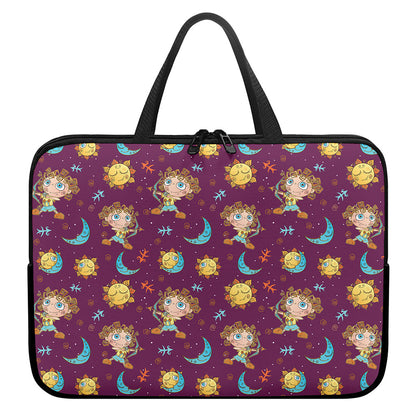 Cute Cartoon Sagittarius Pattern Print Laptop Sleeve With Handle
