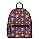 Cute Cartoon Sagittarius Pattern Print Leather Backpack