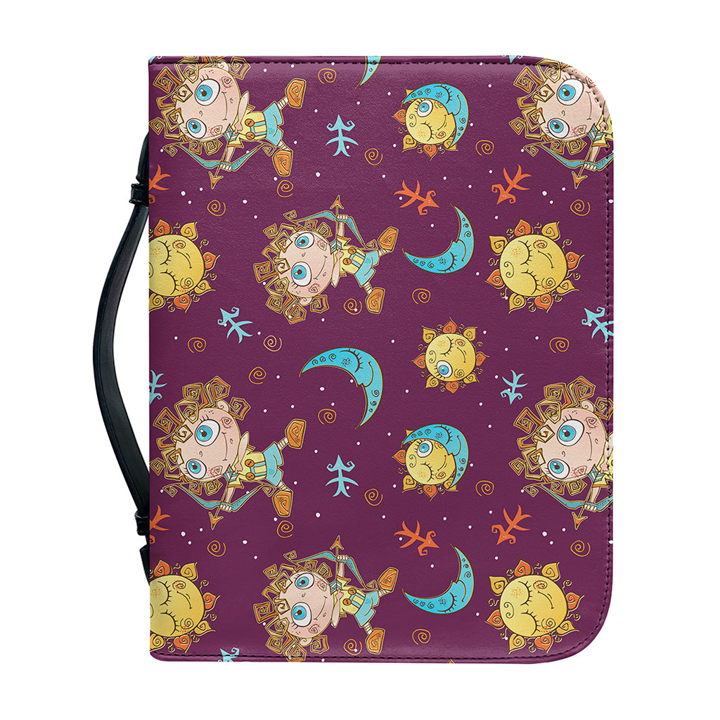 Cute Cartoon Sagittarius Pattern Print Leather Bible Cover