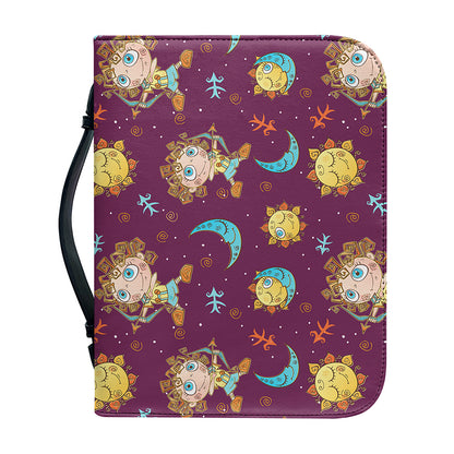 Cute Cartoon Sagittarius Pattern Print Leather Bible Cover