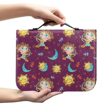 Cute Cartoon Sagittarius Pattern Print Leather Bible Cover