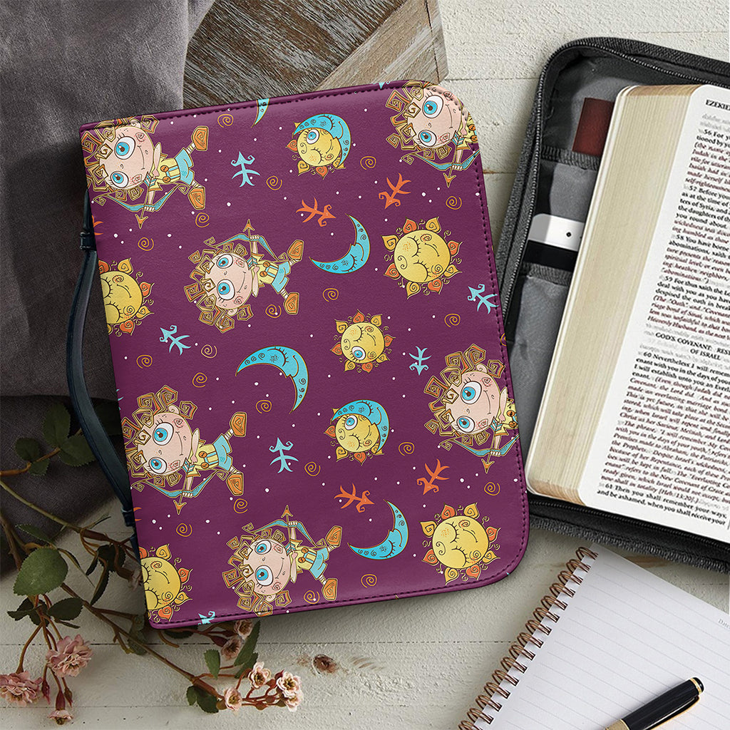 Cute Cartoon Sagittarius Pattern Print Leather Bible Cover