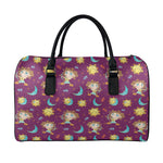 Cute Cartoon Sagittarius Pattern Print Leather Duffle Bag