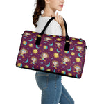 Cute Cartoon Sagittarius Pattern Print Leather Duffle Bag