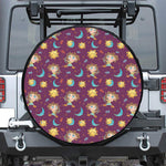 Cute Cartoon Sagittarius Pattern Print Leather Spare Tire Cover