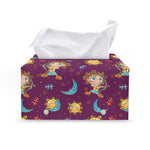 Cute Cartoon Sagittarius Pattern Print Leather Tissue Box Cover
