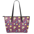 Cute Cartoon Sagittarius Pattern Print Leather Tote Bag With Zipper