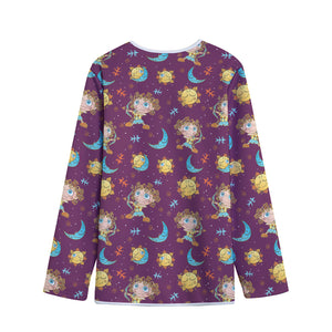 Cute Cartoon Sagittarius Pattern Print Long Sleeve Short Coat