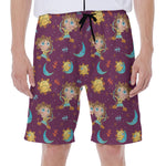 Cute Cartoon Sagittarius Pattern Print Men's Beach Shorts