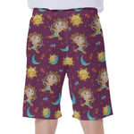 Cute Cartoon Sagittarius Pattern Print Men's Beach Shorts
