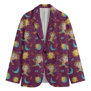 Cute Cartoon Sagittarius Pattern Print Men's Blazer