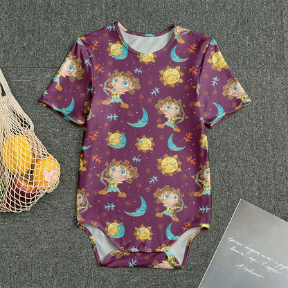 Cute Cartoon Sagittarius Pattern Print Men's Bodysuit