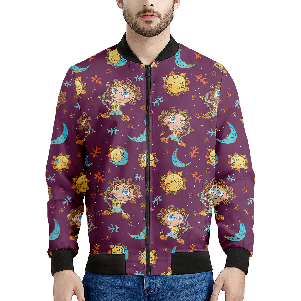 Cute Cartoon Sagittarius Pattern Print Men's Bomber Jacket