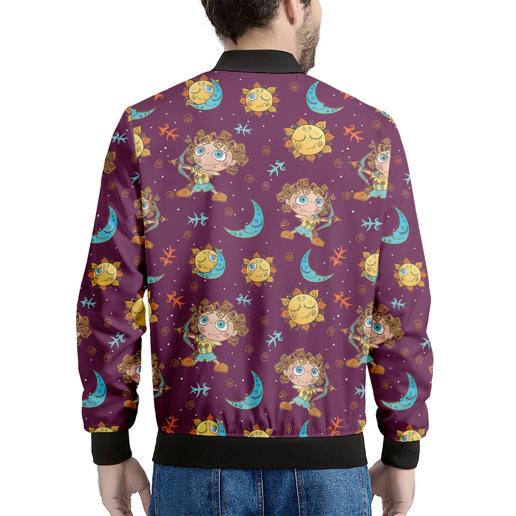 Cute Cartoon Sagittarius Pattern Print Men's Bomber Jacket