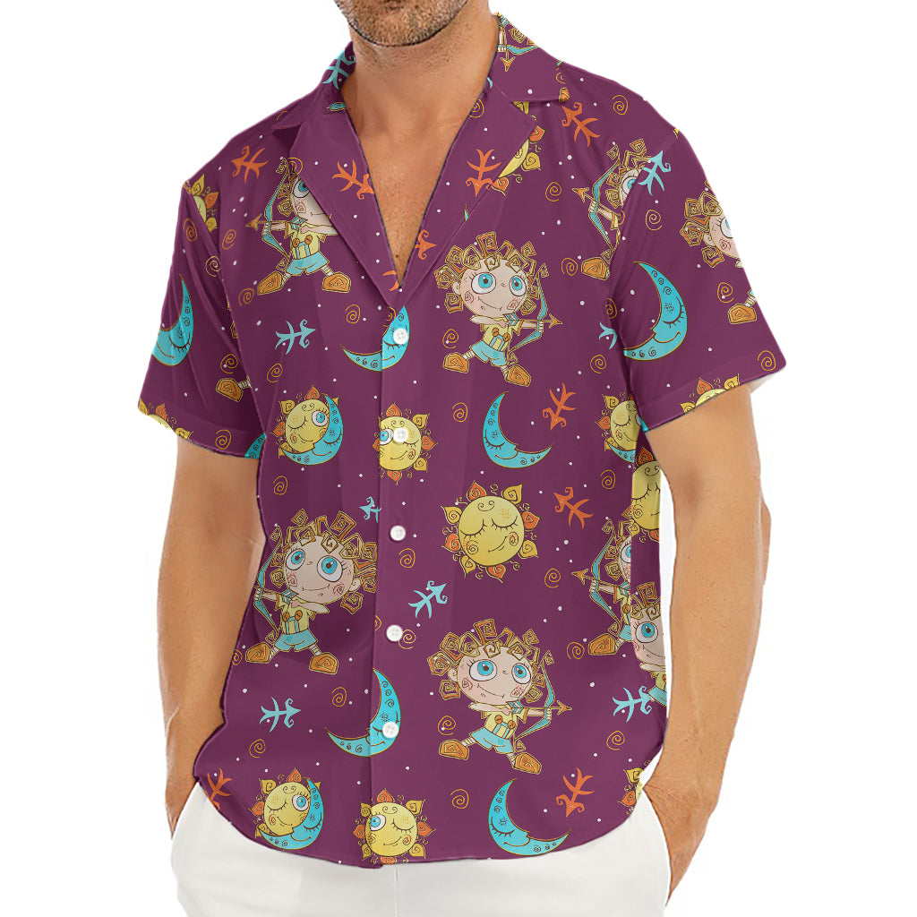 Cute Cartoon Sagittarius Pattern Print Men's Deep V-Neck Shirt