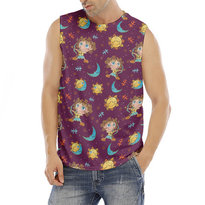 Cute Cartoon Sagittarius Pattern Print Men's Fitness Tank Top