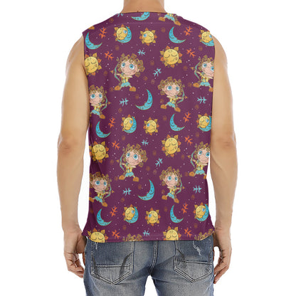 Cute Cartoon Sagittarius Pattern Print Men's Fitness Tank Top