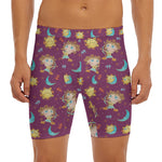 Cute Cartoon Sagittarius Pattern Print Men's Long Boxer Briefs