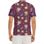 Cute Cartoon Sagittarius Pattern Print Men's Short Sleeve Rash Guard