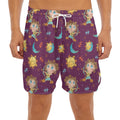 Cute Cartoon Sagittarius Pattern Print Men's Split Running Shorts