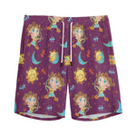 Cute Cartoon Sagittarius Pattern Print Men's Sports Shorts
