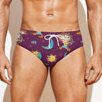 Cute Cartoon Sagittarius Pattern Print Men's Swim Briefs