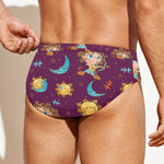 Cute Cartoon Sagittarius Pattern Print Men's Swim Briefs