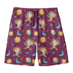 Cute Cartoon Sagittarius Pattern Print Men's Swim Trunks