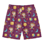 Cute Cartoon Sagittarius Pattern Print Men's Swim Trunks
