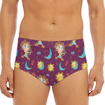 Cute Cartoon Sagittarius Pattern Print Men's Triangle Swim Briefs