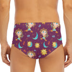 Cute Cartoon Sagittarius Pattern Print Men's Triangle Swim Briefs