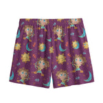 Cute Cartoon Sagittarius Pattern Print Mesh Shorts