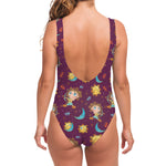 Cute Cartoon Sagittarius Pattern Print One Piece Swimsuit