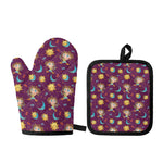 Cute Cartoon Sagittarius Pattern Print Oven Mitt And Pot Holder Set
