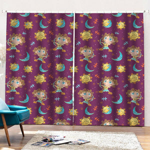 Cute Cartoon Sagittarius Pattern Print Pencil Pleat Curtains