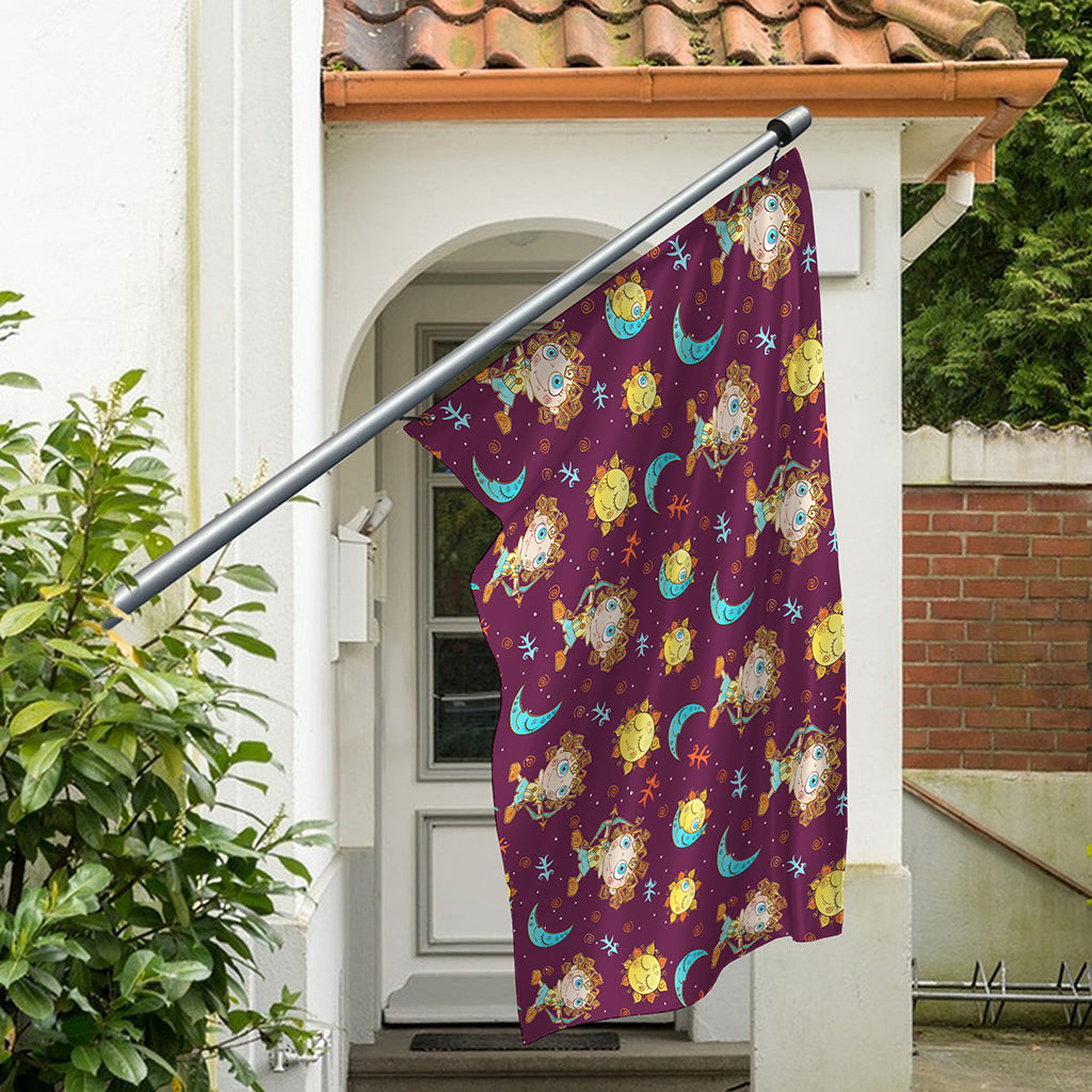Cute Cartoon Sagittarius Pattern Print Polyester Flag