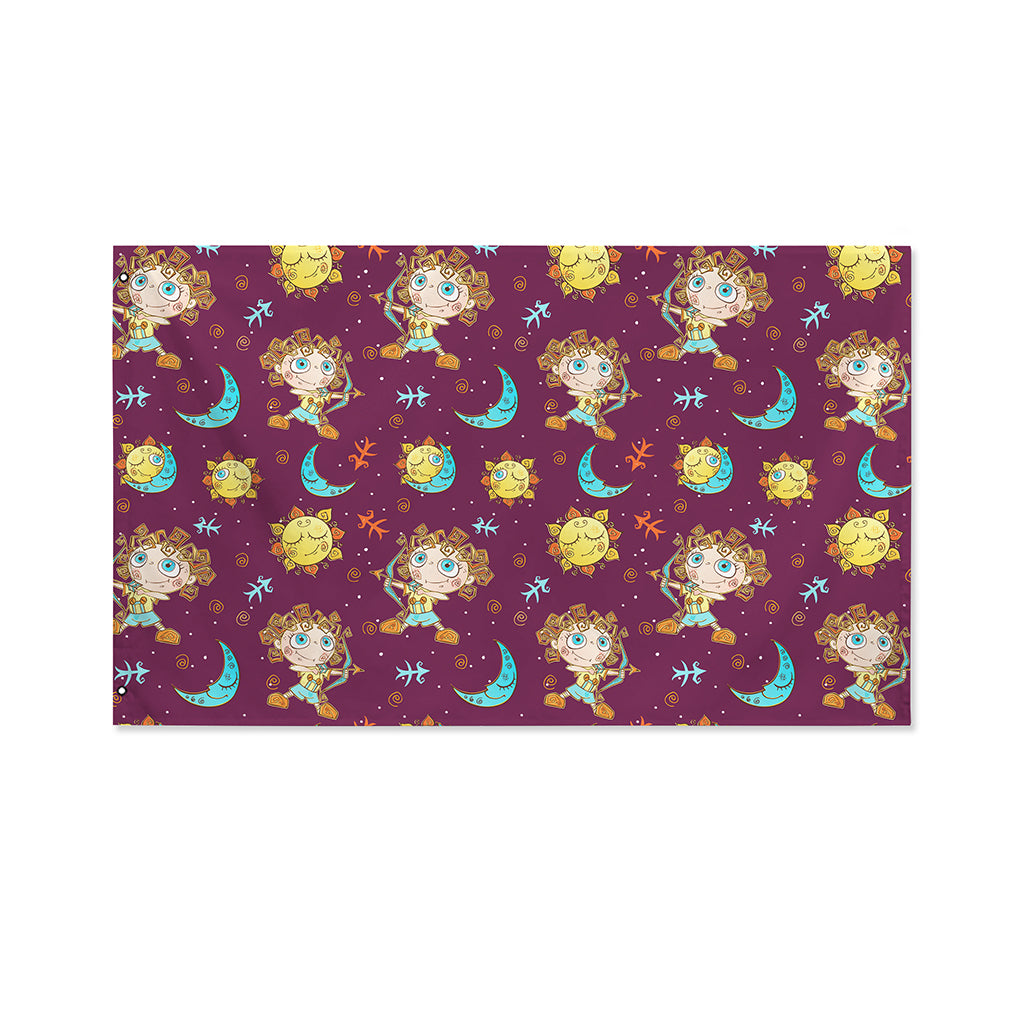 Cute Cartoon Sagittarius Pattern Print Polyester Flag