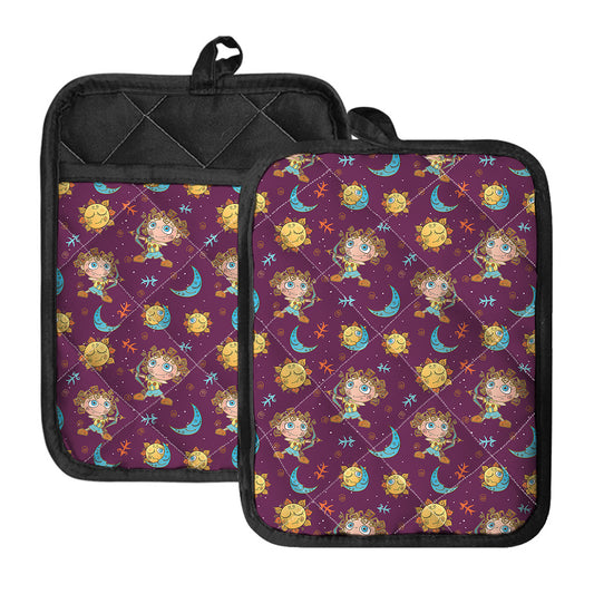 Cute Cartoon Sagittarius Pattern Print Pot Holders With Pocket