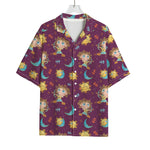 Cute Cartoon Sagittarius Pattern Print Rayon Hawaiian Shirt