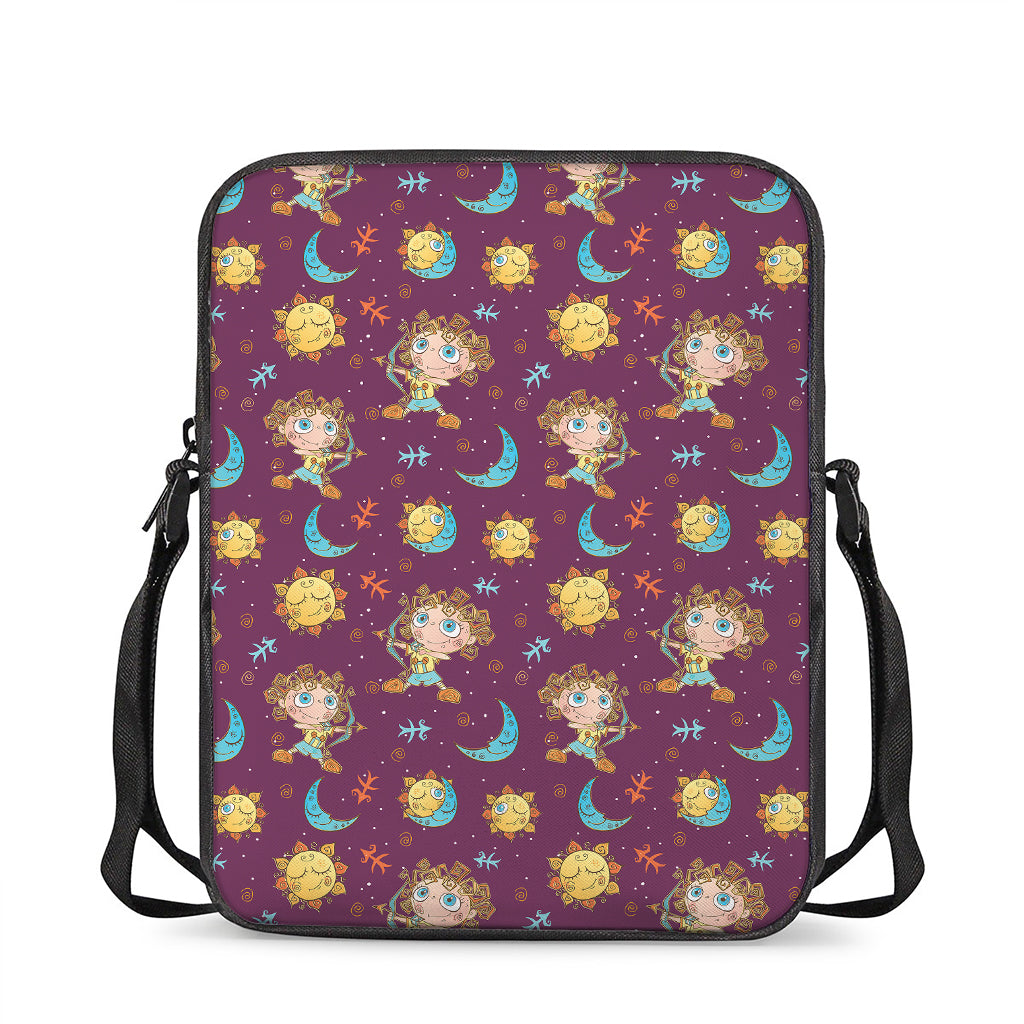 Cute Cartoon Sagittarius Pattern Print Rectangular Crossbody Bag