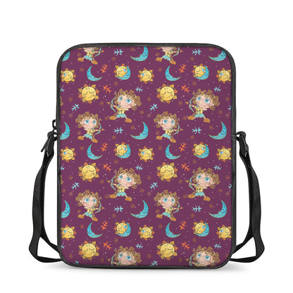 Cute Cartoon Sagittarius Pattern Print Rectangular Crossbody Bag