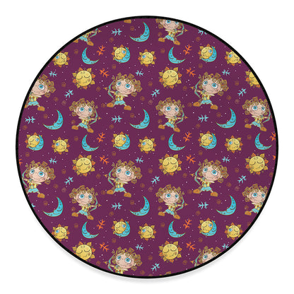 Cute Cartoon Sagittarius Pattern Print Round Floor Mat