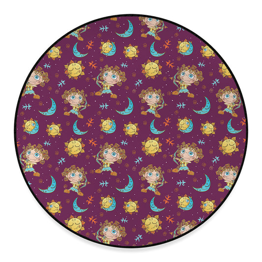 Cute Cartoon Sagittarius Pattern Print Round Floor Mat