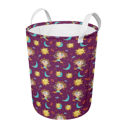 Cute Cartoon Sagittarius Pattern Print Round Laundry Basket