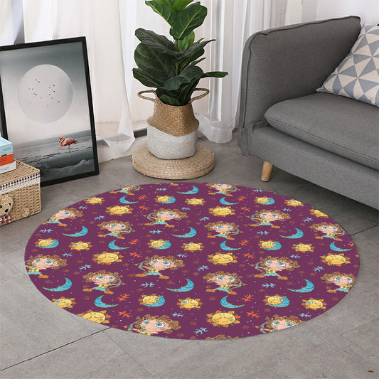 Cute Cartoon Sagittarius Pattern Print Round Rug