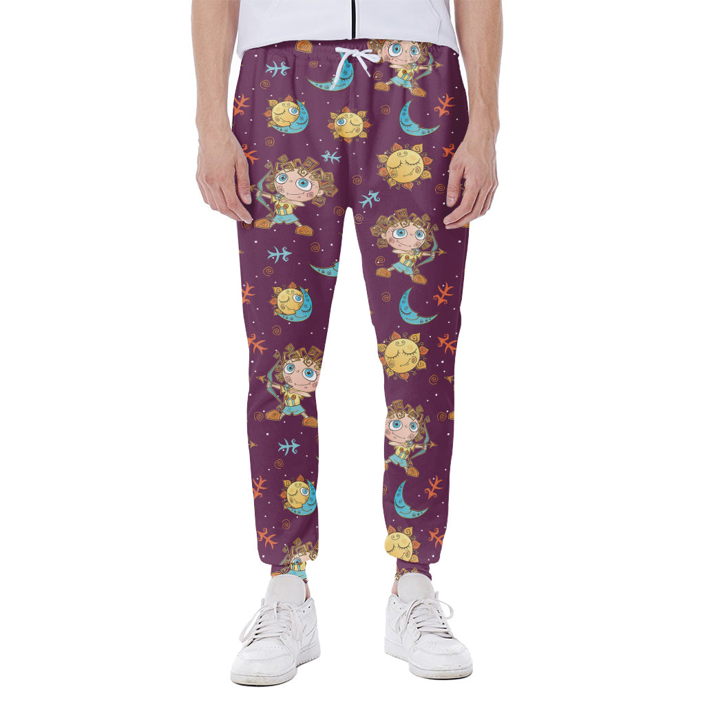 Cute Cartoon Sagittarius Pattern Print Scuba Joggers