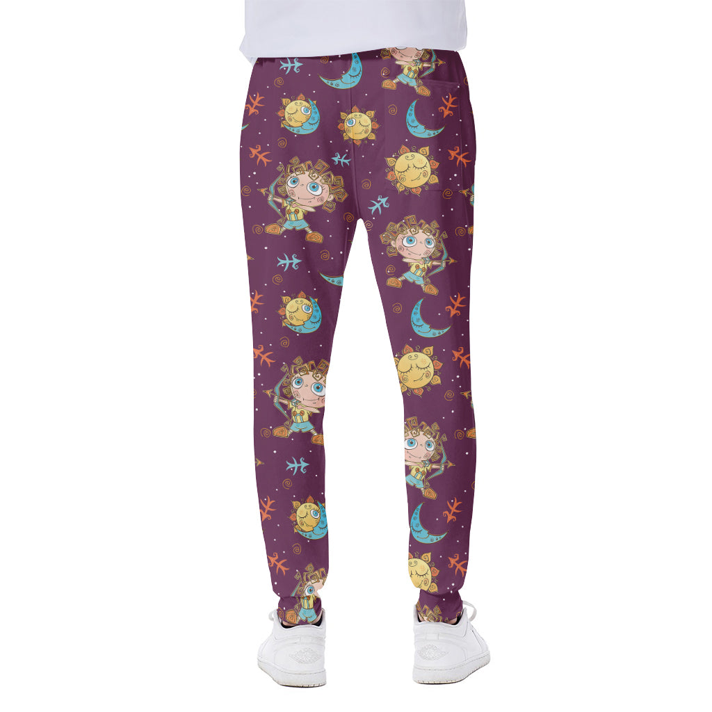 Cute Cartoon Sagittarius Pattern Print Scuba Joggers