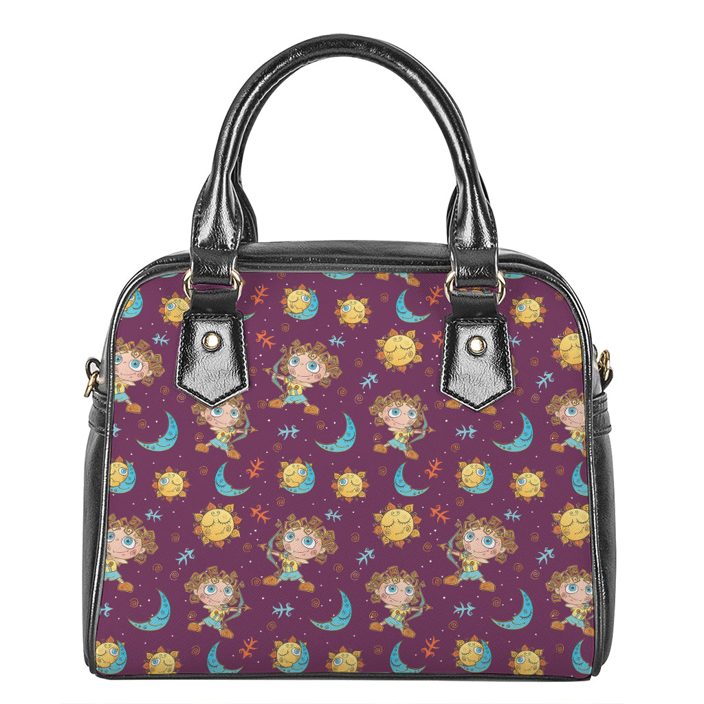 Cute Cartoon Sagittarius Pattern Print Shoulder Handbag