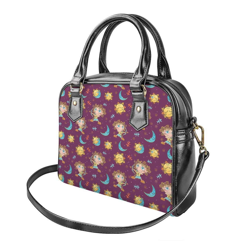 Cute Cartoon Sagittarius Pattern Print Shoulder Handbag