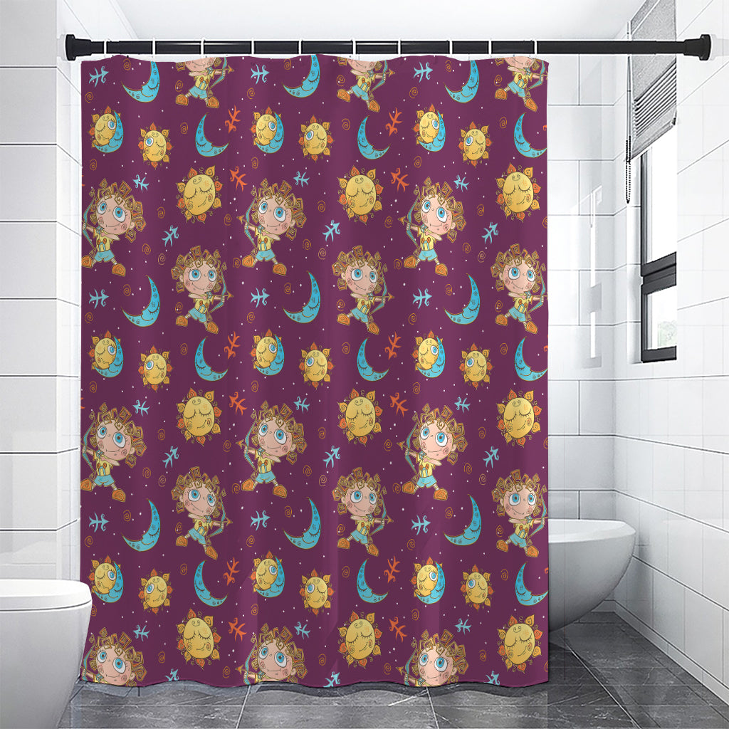 Cute Cartoon Sagittarius Pattern Print Shower Curtain